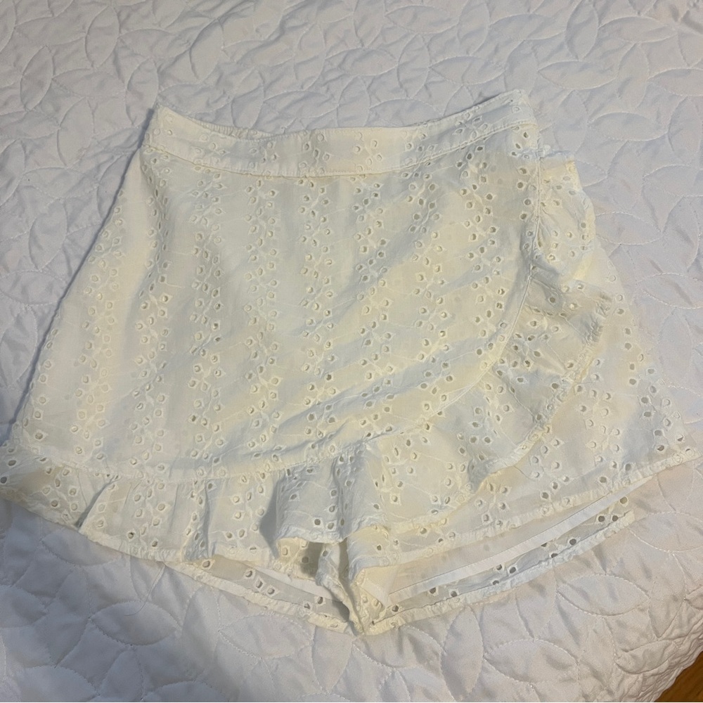 White Eyelet Ruffle Women Skort
